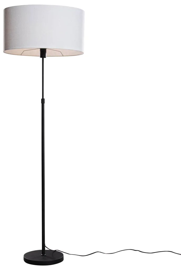 Stojacia lampa čierna s oválnym ľanovým tienidlom bielym 50 cm - Parte