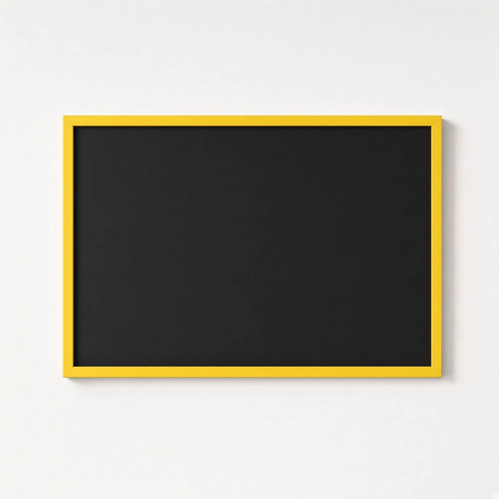 Toptabule.sk Čierna kriedová tabuľa v žltom drevenom ráme COLOR 60x120 cm