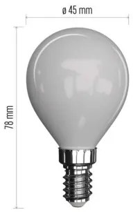 EMOS LED žiarovka mliečna, E14, Mini, 4,2W, 465lm, 2700K, teplá biela