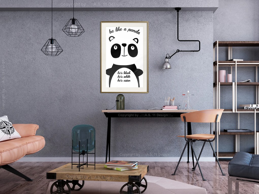 Artgeist Plagát - Be Like a Panda [Poster] Veľkosť: 40x60, Verzia: Čierny rám