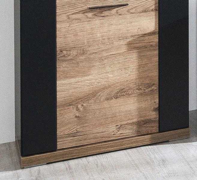 Obývacia stena Boston, čierna/dub ribbeck, s osvetlením