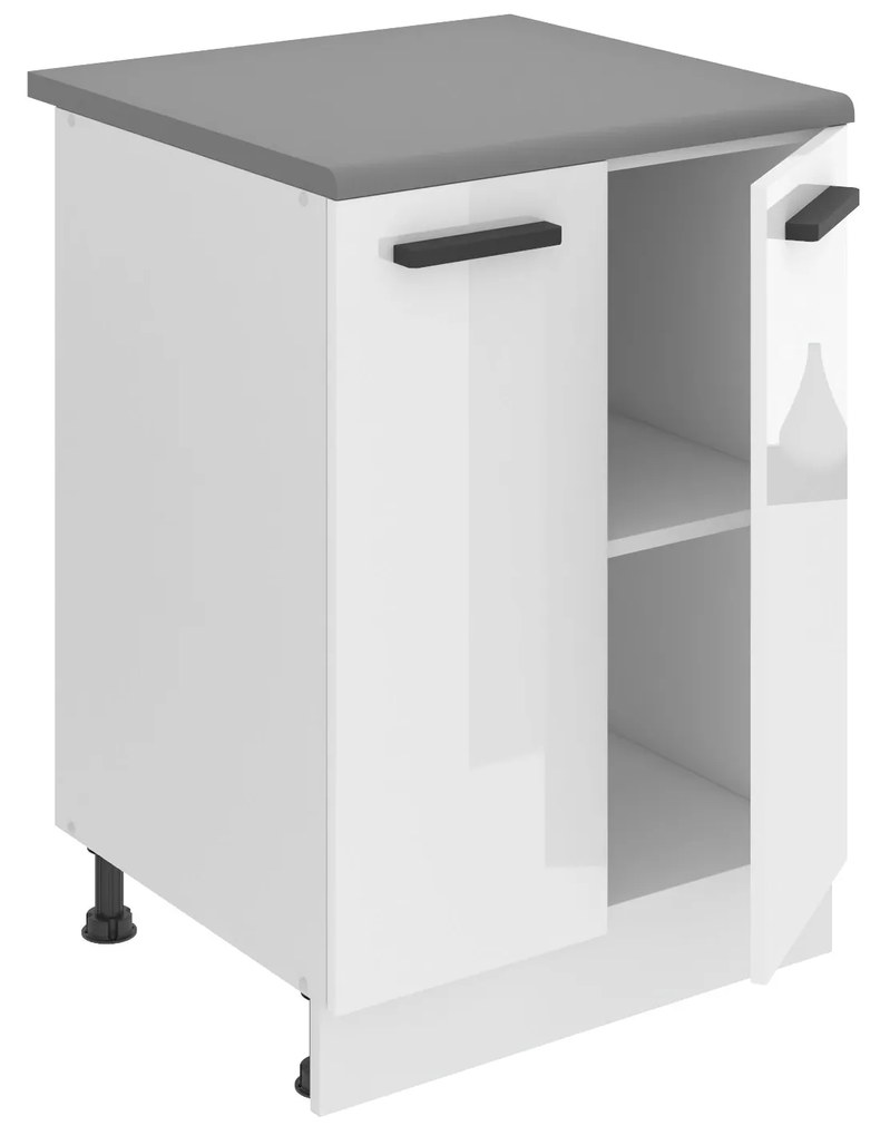 Kuchynská skrinka Belini Premium Full Version spodná 60 cm biely lesk s pracovnou doskou