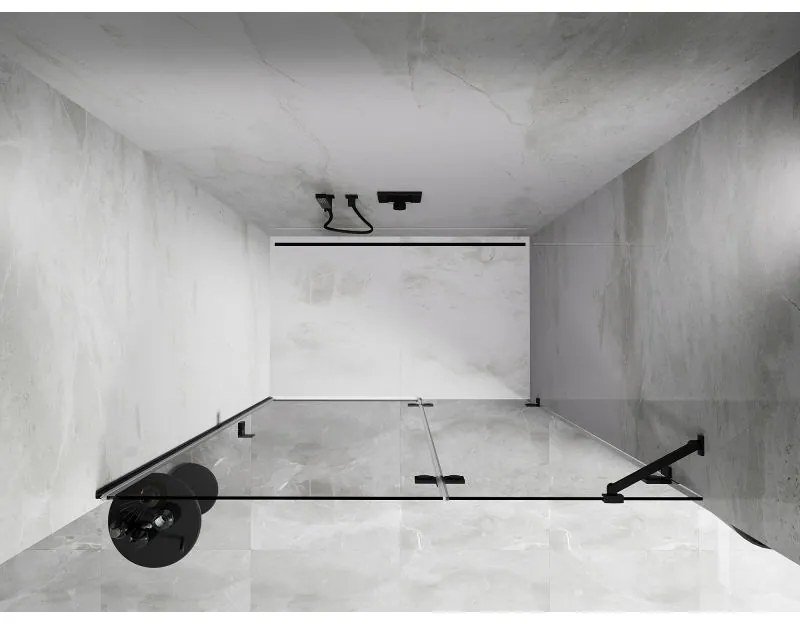 Mexen, Mexen Lunar pravé otočné sprchové dvere 135 cm, transparentné, čierne - 834-135-000-70-00-P