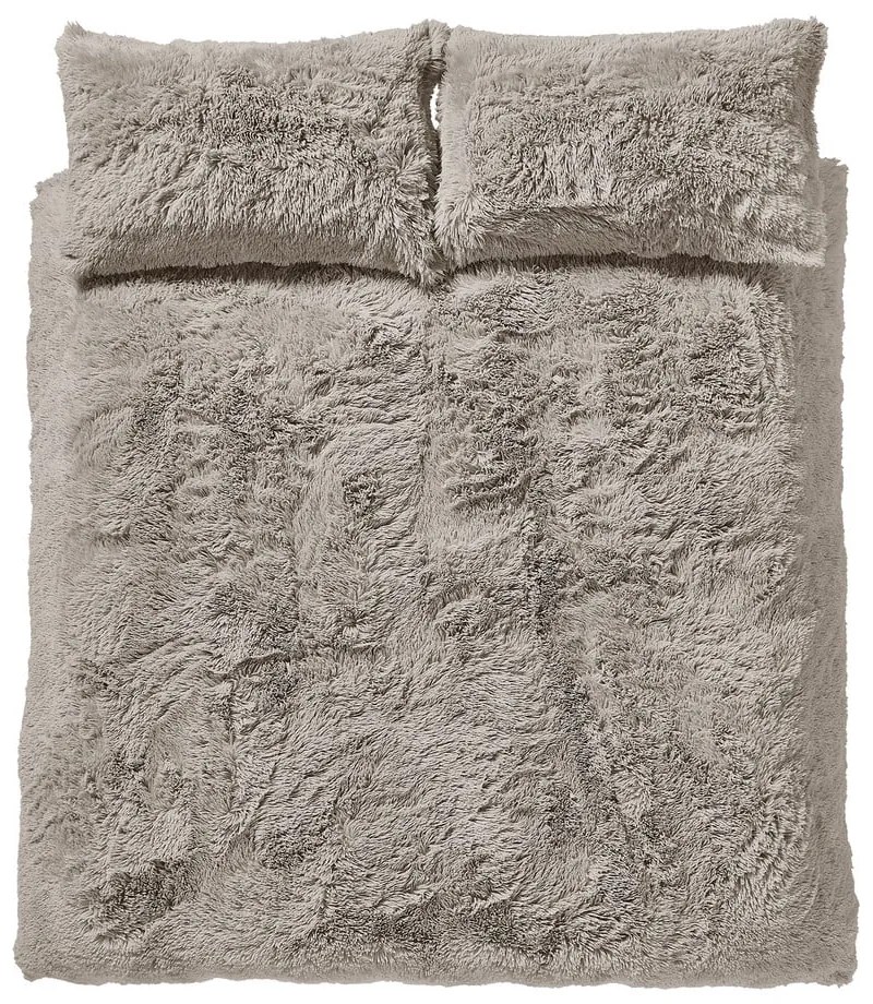 Predĺžené hnedé obliečky na dvojlôžko z mikroplyšu 230x220 cm Cuddly – Catherine Lansfield