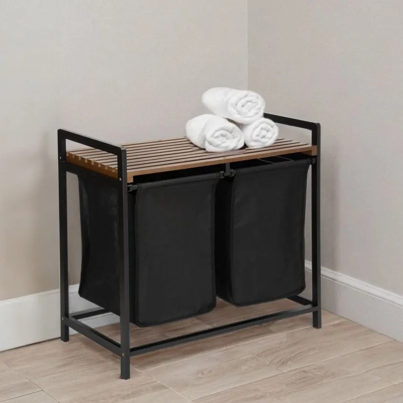 Bambusový kôš na bielizeň Hanoi čierno-hnedý