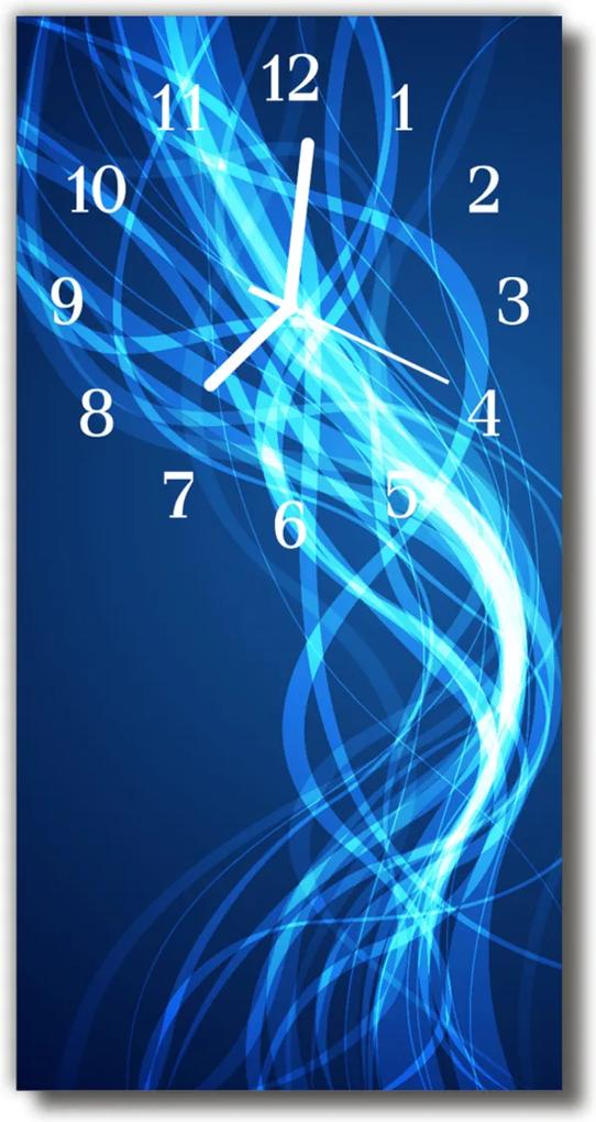 Sklenené hodiny vertikálne  Umelecké abstrakcie modrej čiary