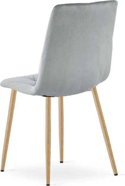 Jedálenská stolička LIBRA zamatová, svetlosivá / hnedé nohy