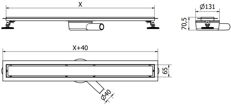 Mexen Flat 360 ° MGW rotačný lineárny odtok 100 cm biele sklo - 1027 100-40