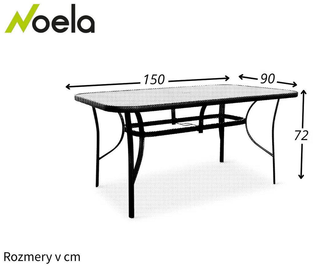 Noela Záhradný kovový stôl Klaudia - transparentná doska