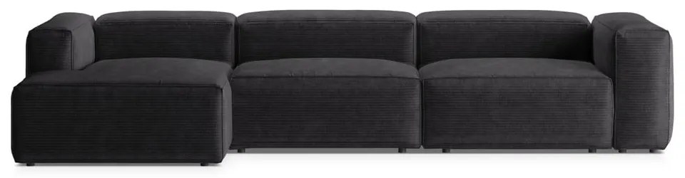 Tmavosivá menčestrová rohová pohovka (ľavý roh/s leňoškou) Bergano – Cosmopolitan Design