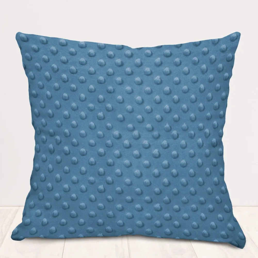 Biante Detská obliečka na vankúš Minky 3D bodky MKP-044 Kovovo modrá 40 x 40 cm