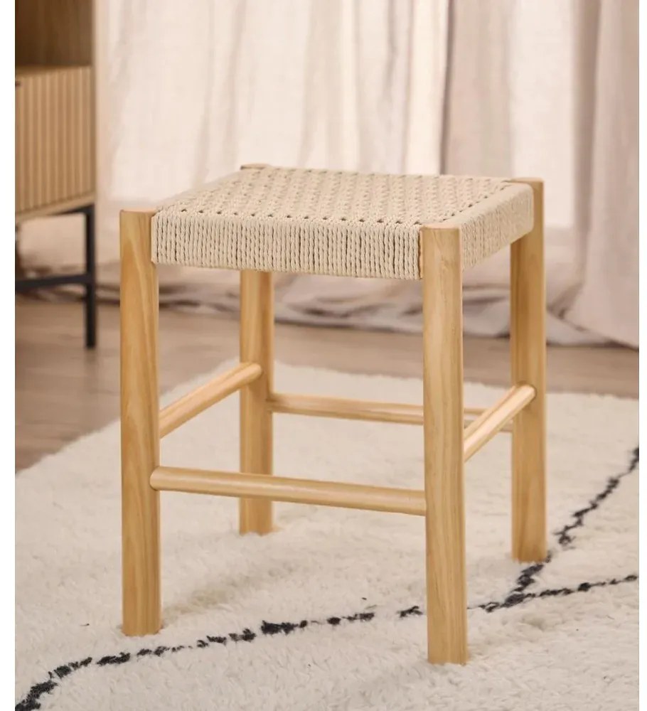 Stolička Alvin 35 cm z masívu smotanová/borovica