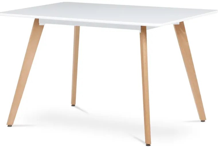 Stůl jídelní, 120x80x74 cm, MDF, masiv / kovová konstrukce, bílá