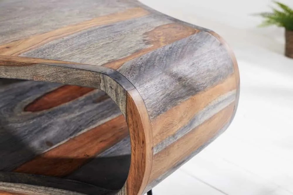 Dizajnový konferenčný stolík Lorelei, 70 cm, sheesham, sivý