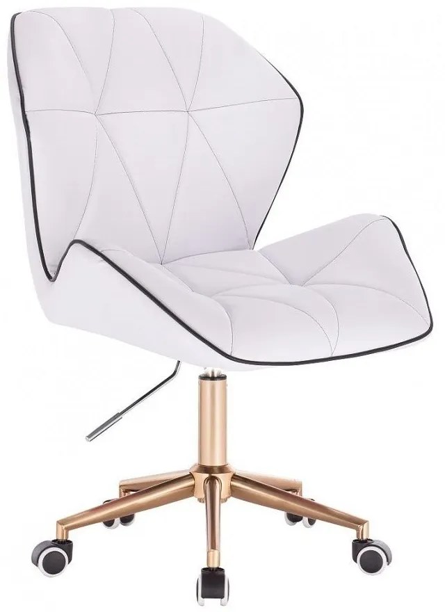 LuxuryForm DESIGN Stolička MILANO MAX na zlatej podstave s kolieskami - biela