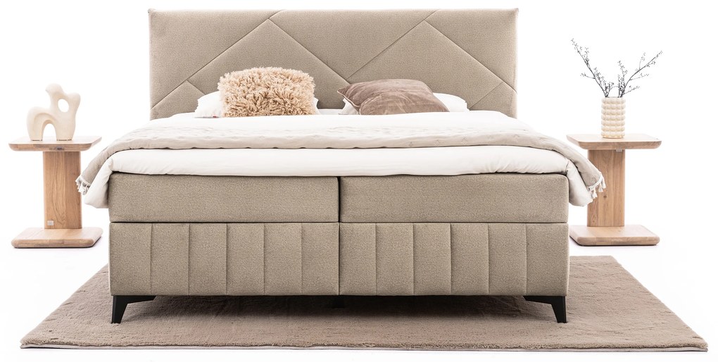 Posteľ Boxspring Wasil 160x200 s úložným priestorom - béžový zamat Element 6