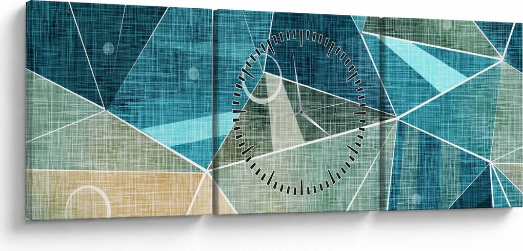Obraz - Tyrkysová abstrakcia (s hodinami) (90x30 cm)