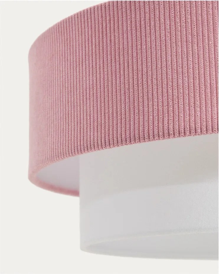 Biele/svetloružové detské svietidlo s textilným tienidlom Bianella – Kave Home