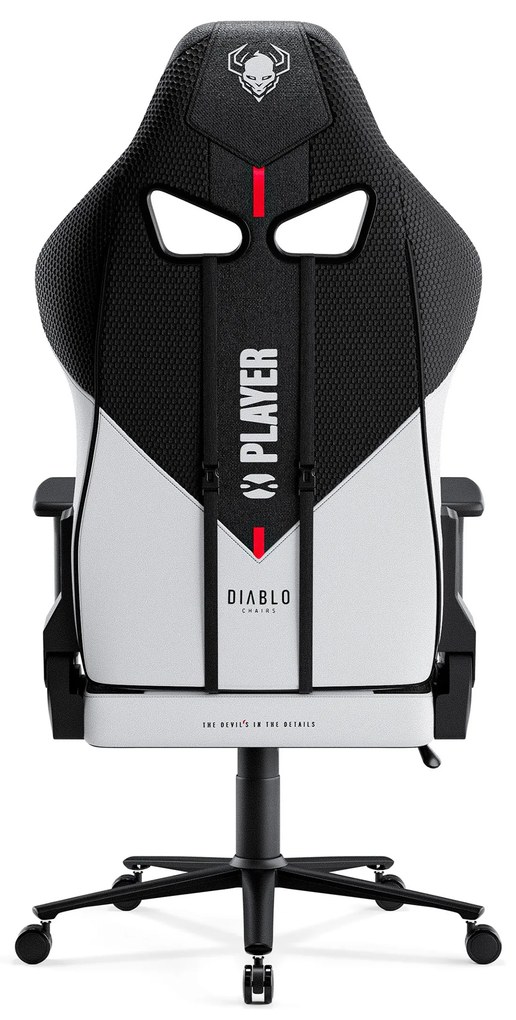 Herné kreslo s látkovým poťahom, veľkosť Normal Size, bielo-čierne: Diablo X-Player 2.0