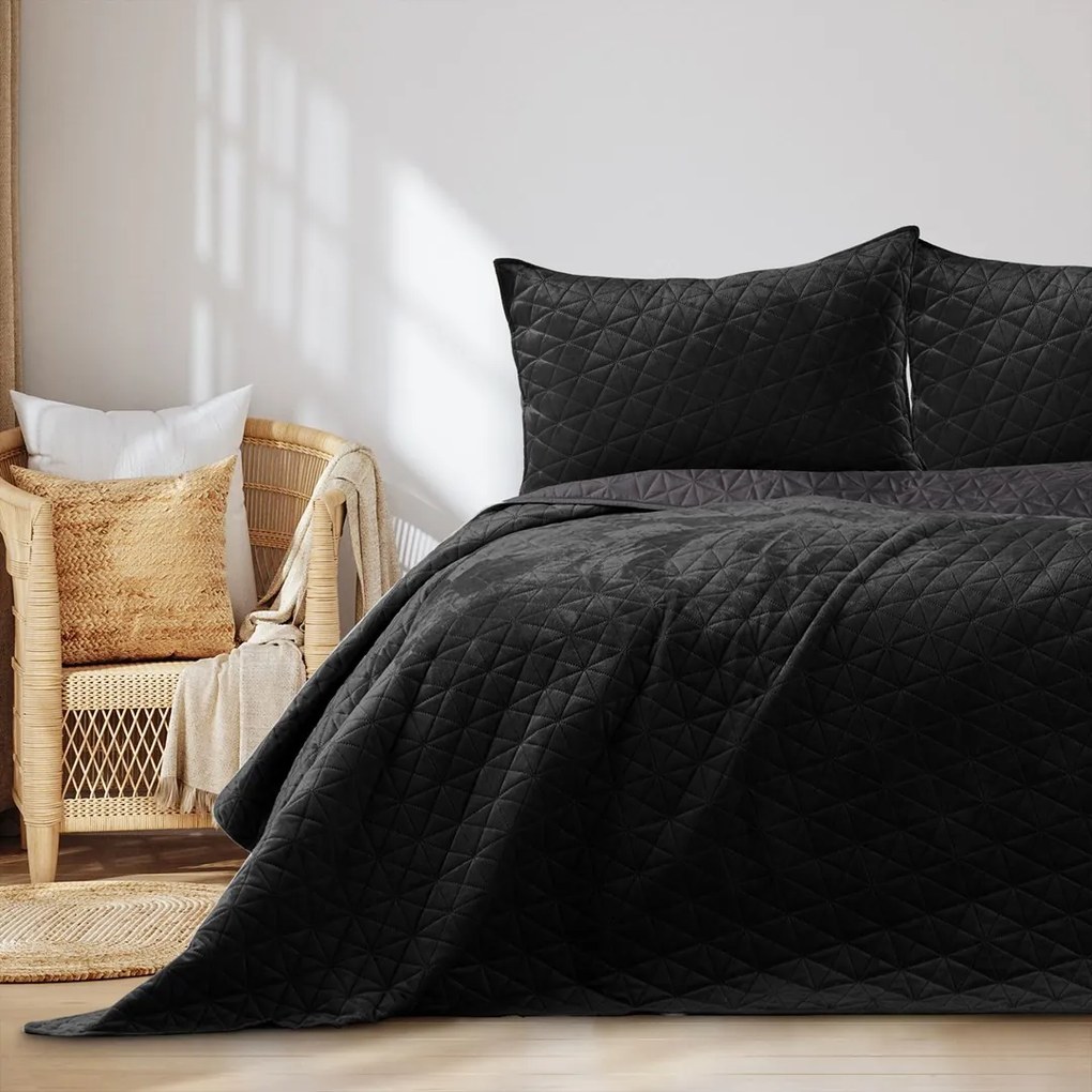 Prešívaný prehoz na posteľ LAILA 170x270 čierny