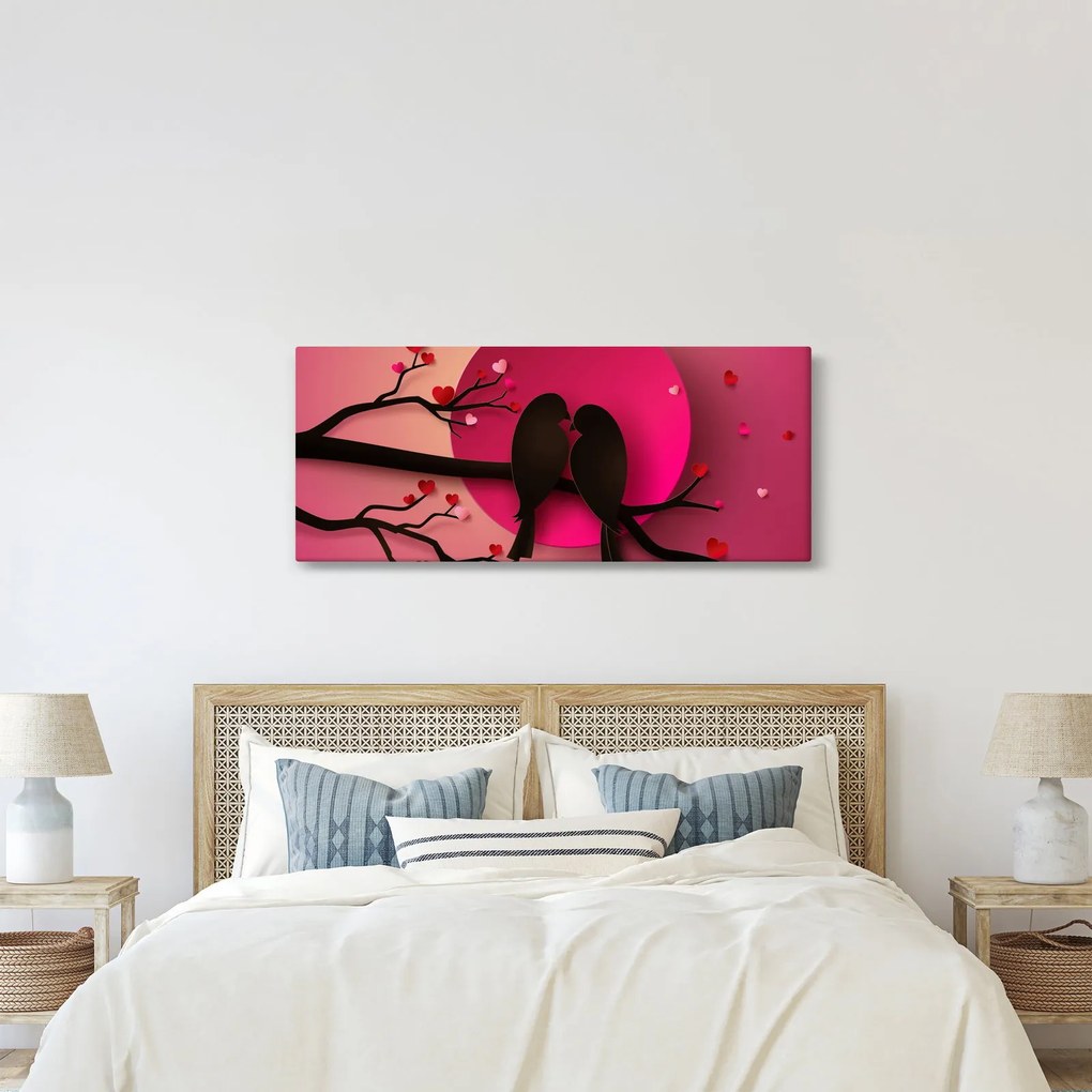 Obraz - Zamilované vtáčiky (120x50 cm)