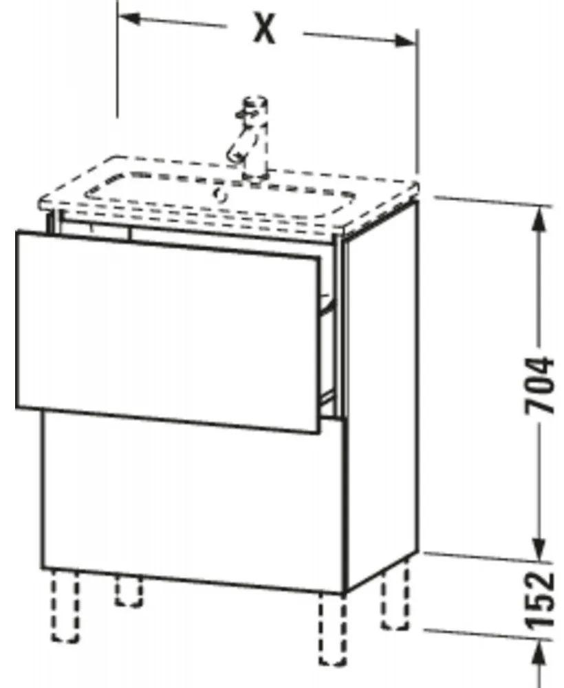 DURAVIT L-Cube stojaca skrinka pod umývadlo Compact na nožičkách, 2 zásuvky, 620 x 391 x 856 mm, biela vysoký lesk, LC667302222