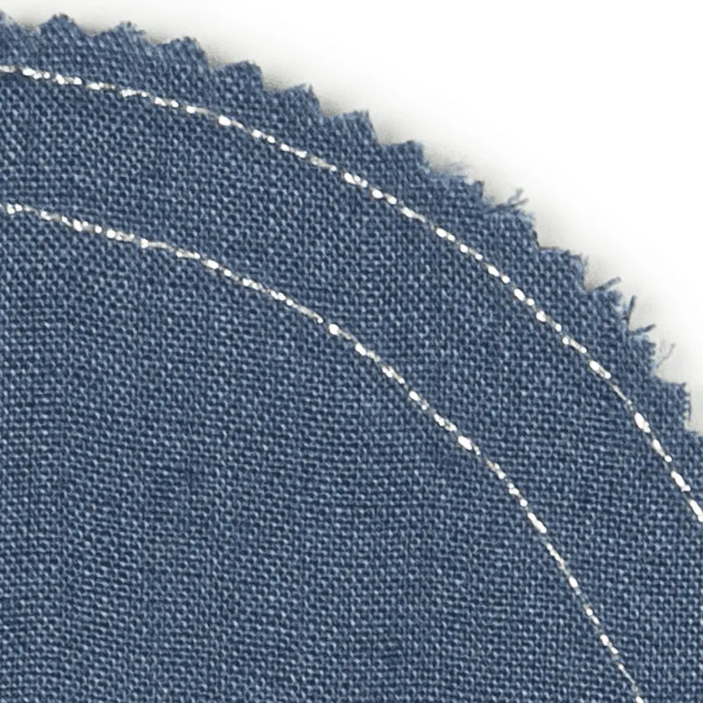 Ľanové prestieranie myška džínsová so striebrom 39x35cm