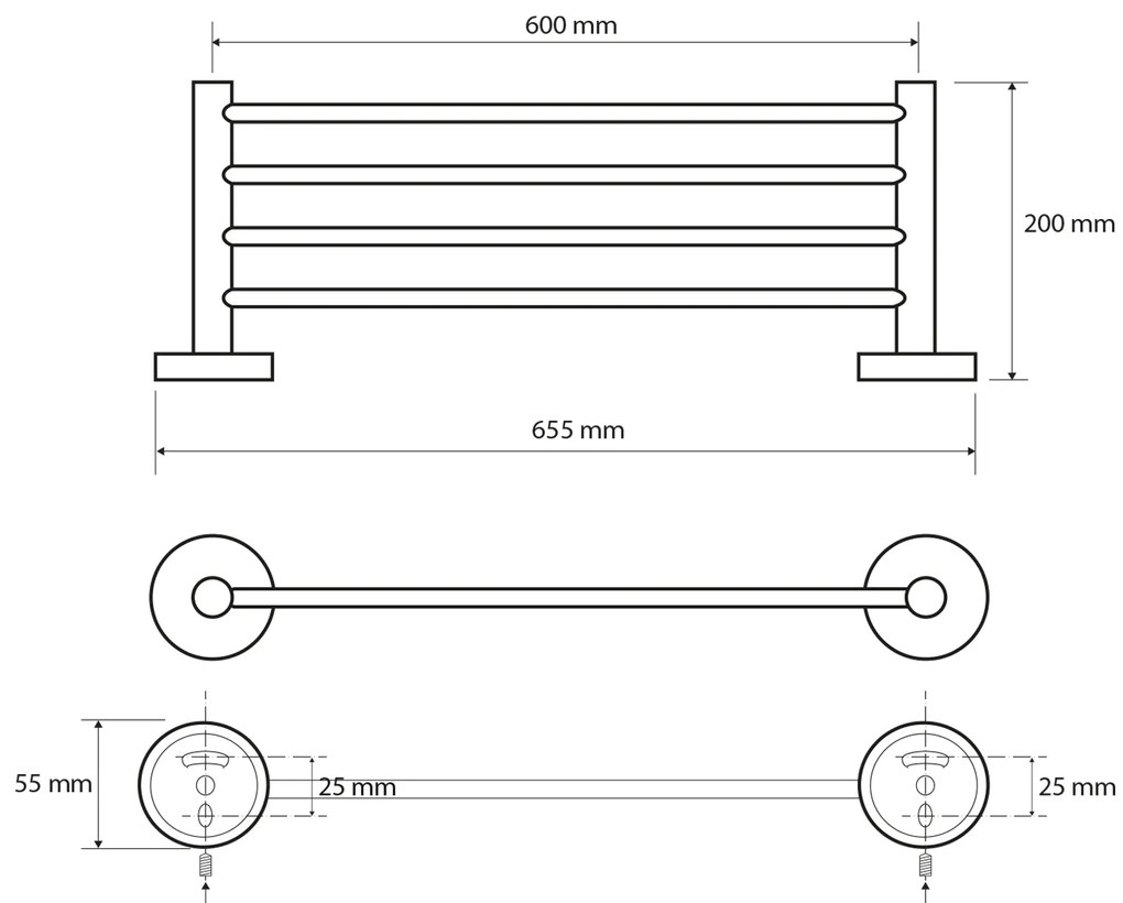 Sapho Sapho, X-ROUND E polička na uteráky 600mm, chróm, XR412