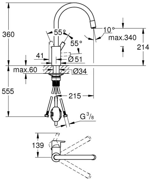 GROHE 32671002 - Drezová batéria FEEL lesklý chróm