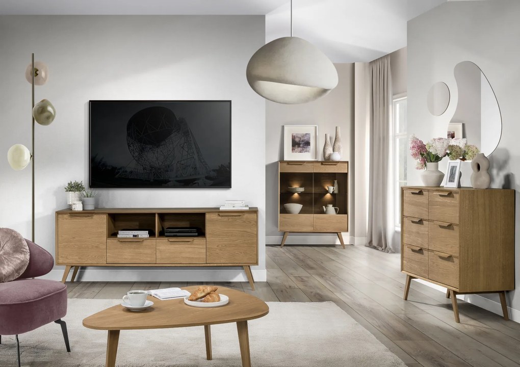 Vitrína Leo 16 II 105 cm s LED osvetlením dub rustikálny karamelový