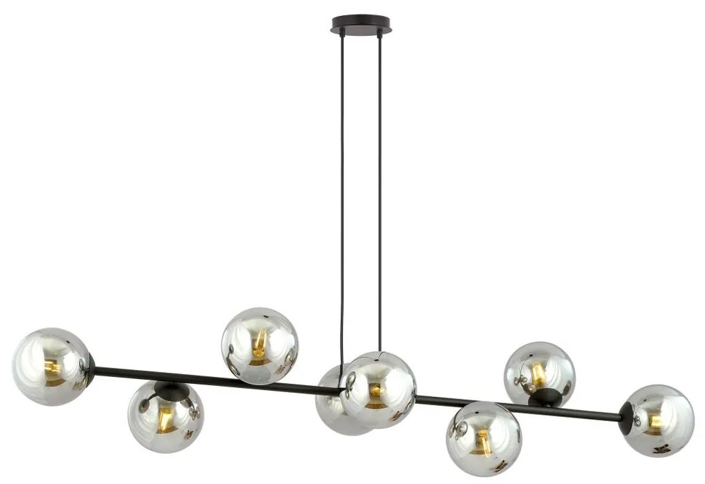 Luster na lanku ROSSI 8xE14/10W/230V čierna/šedá