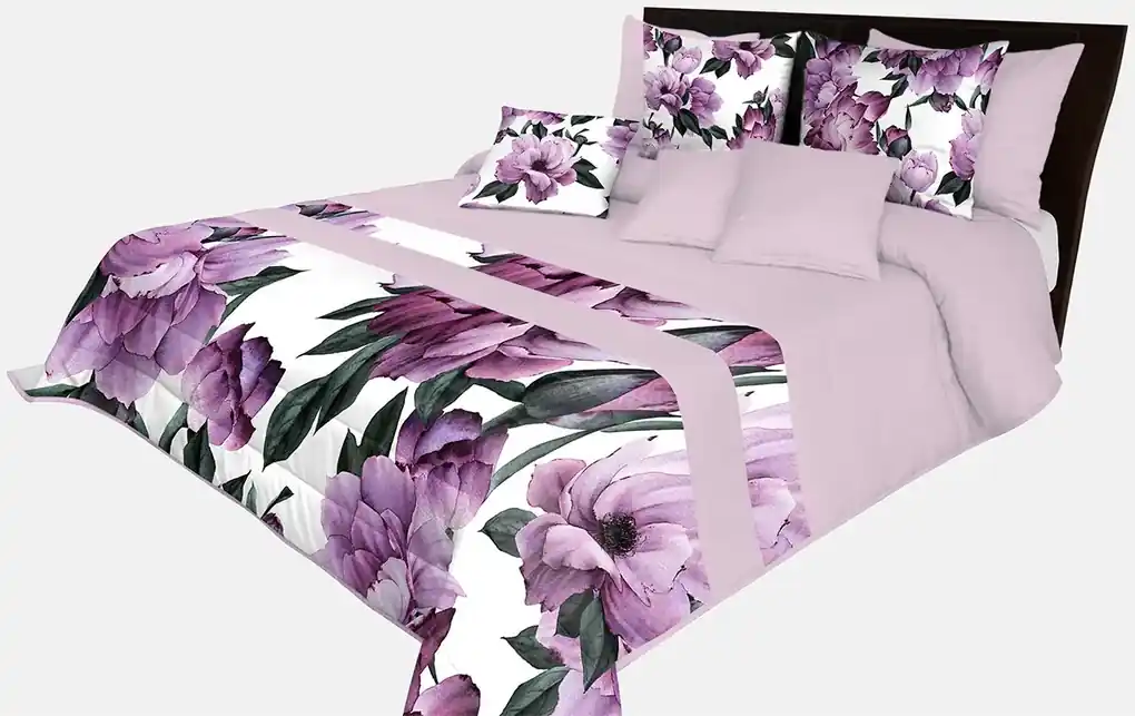 domtextilu.sk Prehoz na posteľ v krásnej fialovej farbe s potlačou  dokonalých fialových kvetov Šírka: 240 cm | Dĺžka: 240 cm 65871-239600 |  BIANO