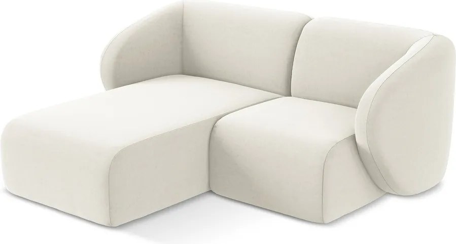 Béžová zamatová rohová pohovka (ľavý roh/s leňoškou) Lani – Makamii