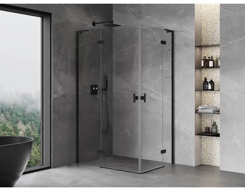 Mexen Mist-H L Duo, 2-krídlový sprchový kút 105 x 95 cm, číre sklo, čierny profil, 8A5L-105L-095P-70-00
