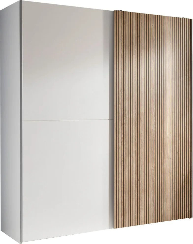 Šatníková skriňa Berno, 170 cm, biela/dub