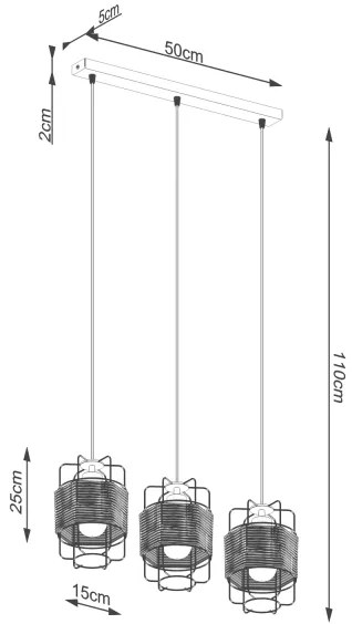 Sollux SL.1301 - Luster na lanku GIZUR 3xE27/15W/230V
