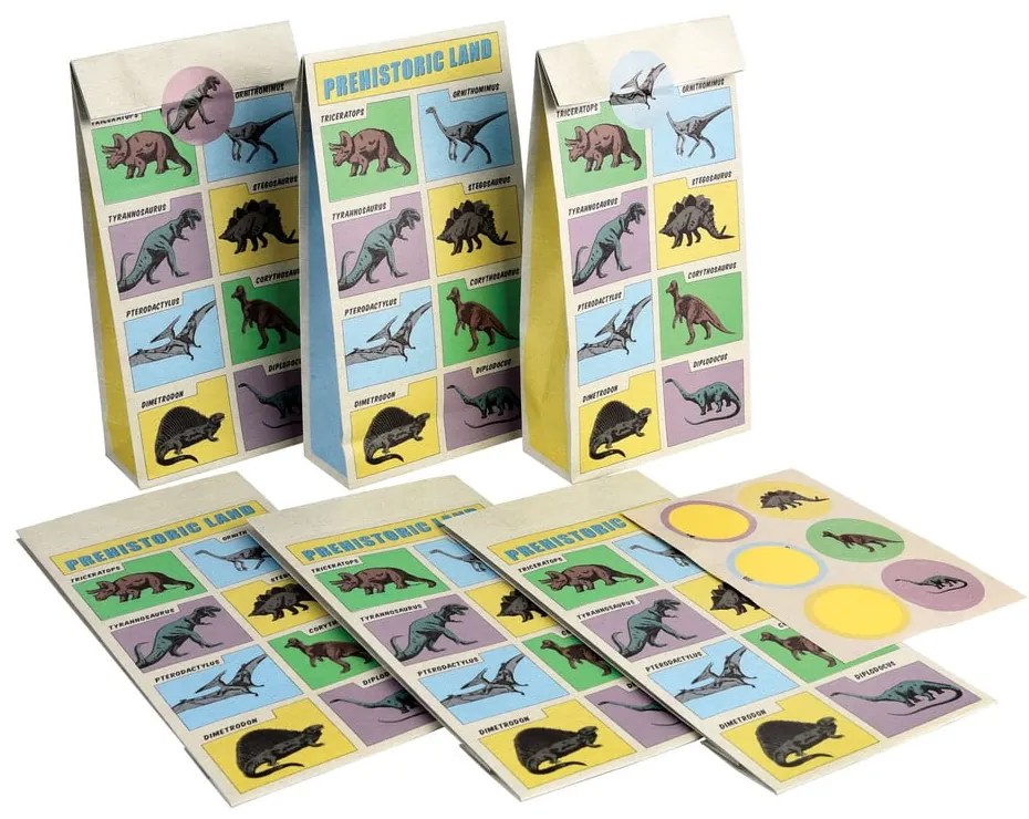 Darčekové vrecká v súprave 6 ks 5x12 cm Prehistoric Land – Rex London