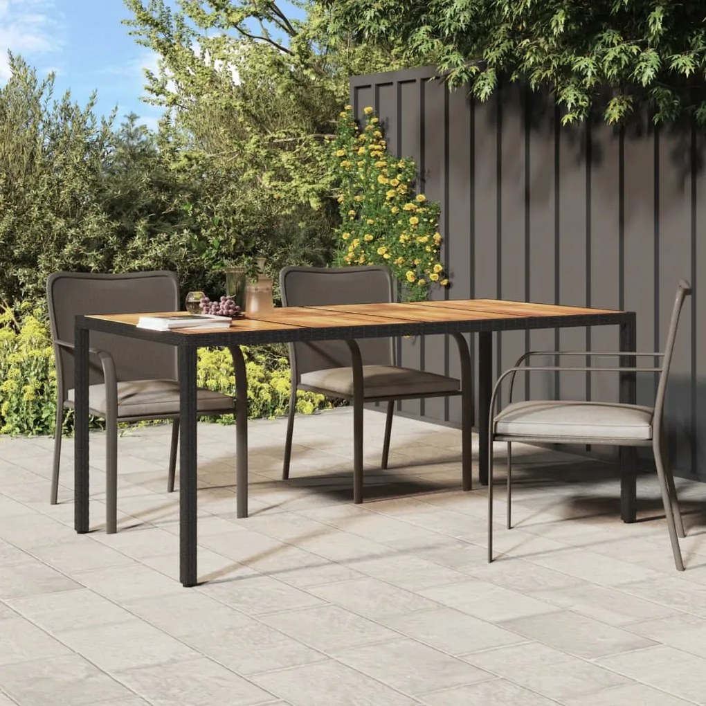 Záhradný stôl 190x90x75 cm polyratan a akáciové drevo čierny 316722