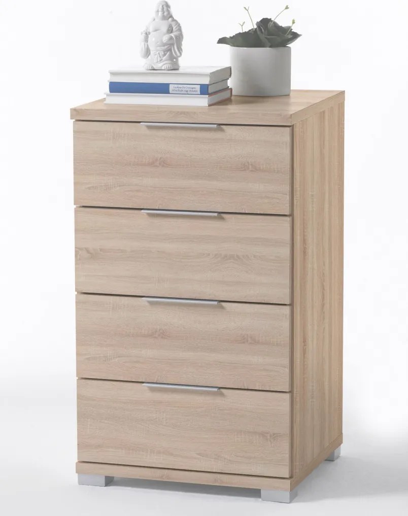 Nočný stolík/skrinka so 4 zásuvkami Smilla, výška 79 cm, dub sonoma