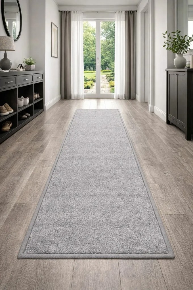 Vopi, Koberec behúň na mieru Eton šedý 73, šíre 50 cm, šedá, chodba / predsieň