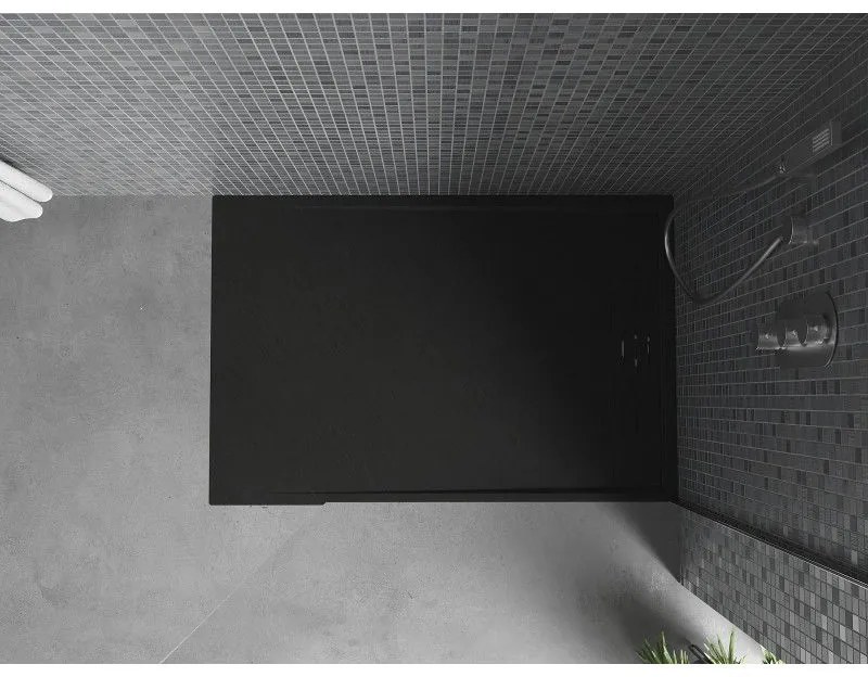 Mexen Amon, SMC obdĺžniková sprchová vanička 130 x 70 cm, čierna, 4F707013