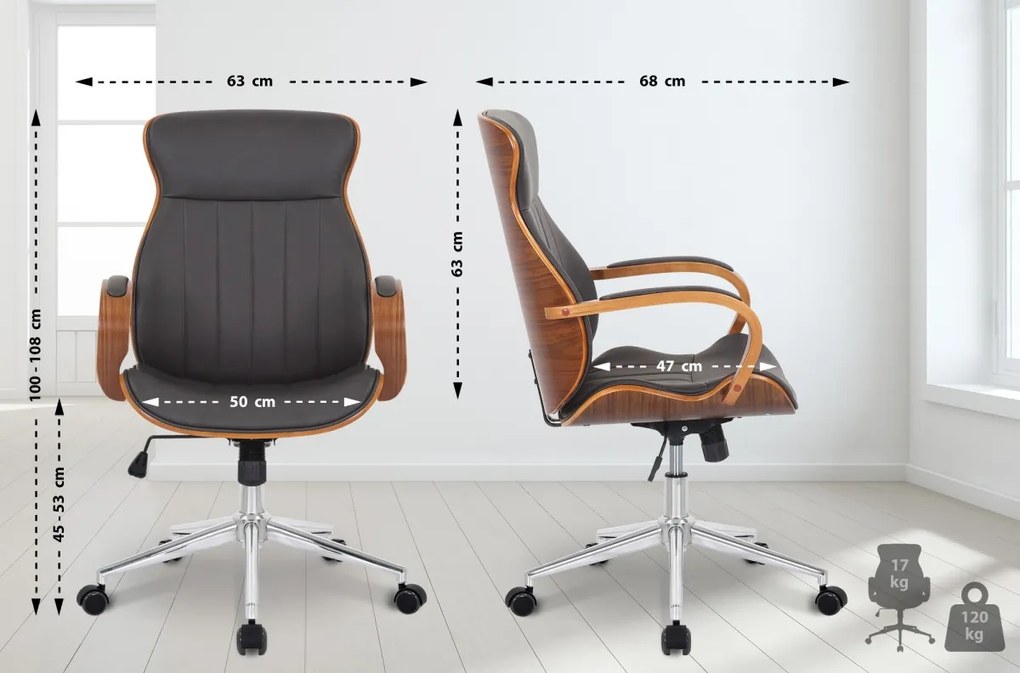 Design-Shop Kancelárska stolička Melilla - drevo orech - Hnedá