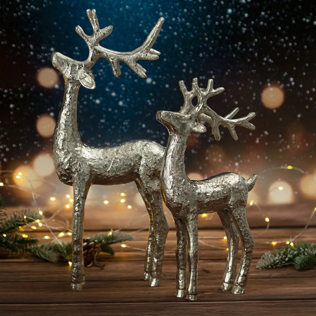 VIANOČNÁ SOŠKA DEER 31CM STRIEBORNÁ