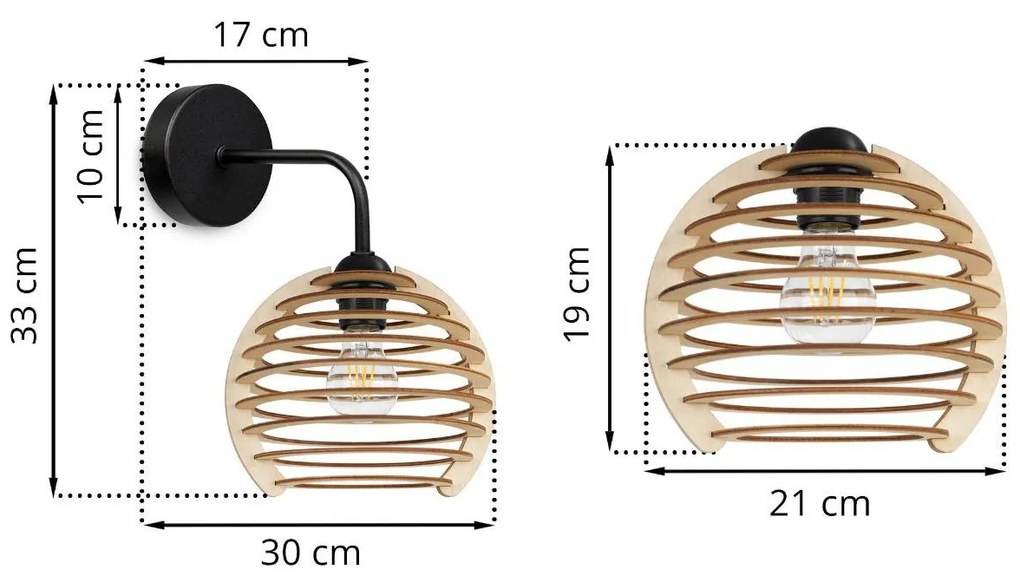 Nástenné svietidlo Timber, 1x drevené tienidlo, kf, n