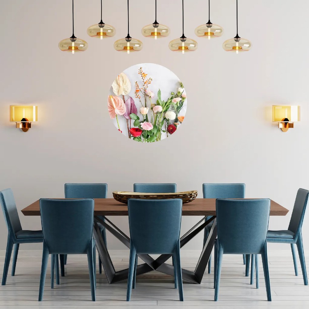 PIPPER. Textilná kruhová nálepka na stenu "Lúčne kvety" Veľkosť: 60 cm