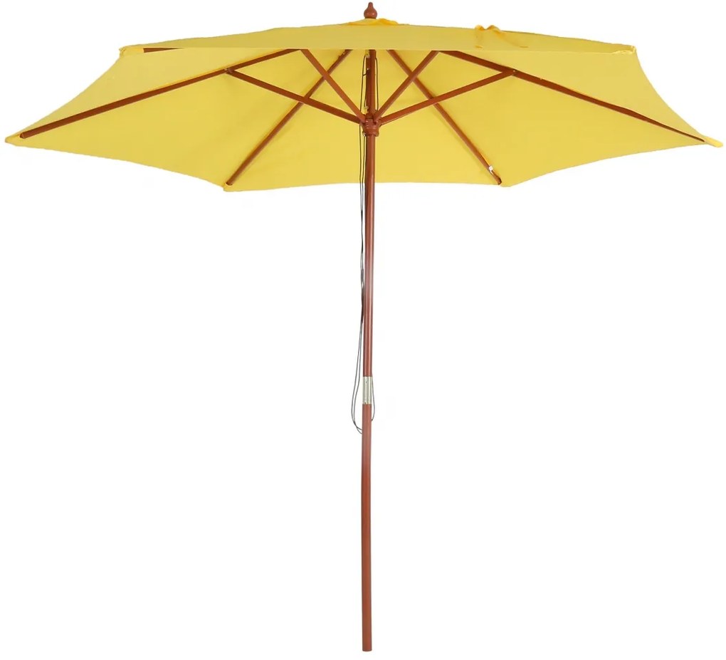 Slnečník Florida Ø 3m - polyester/drevo - žltá