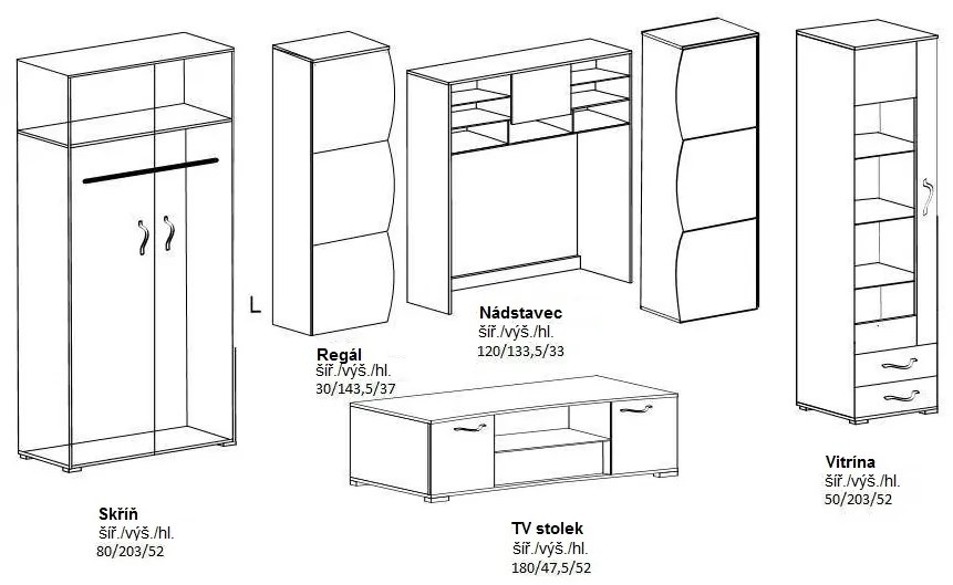 Veľká obývacia stena Spiana 310cm
