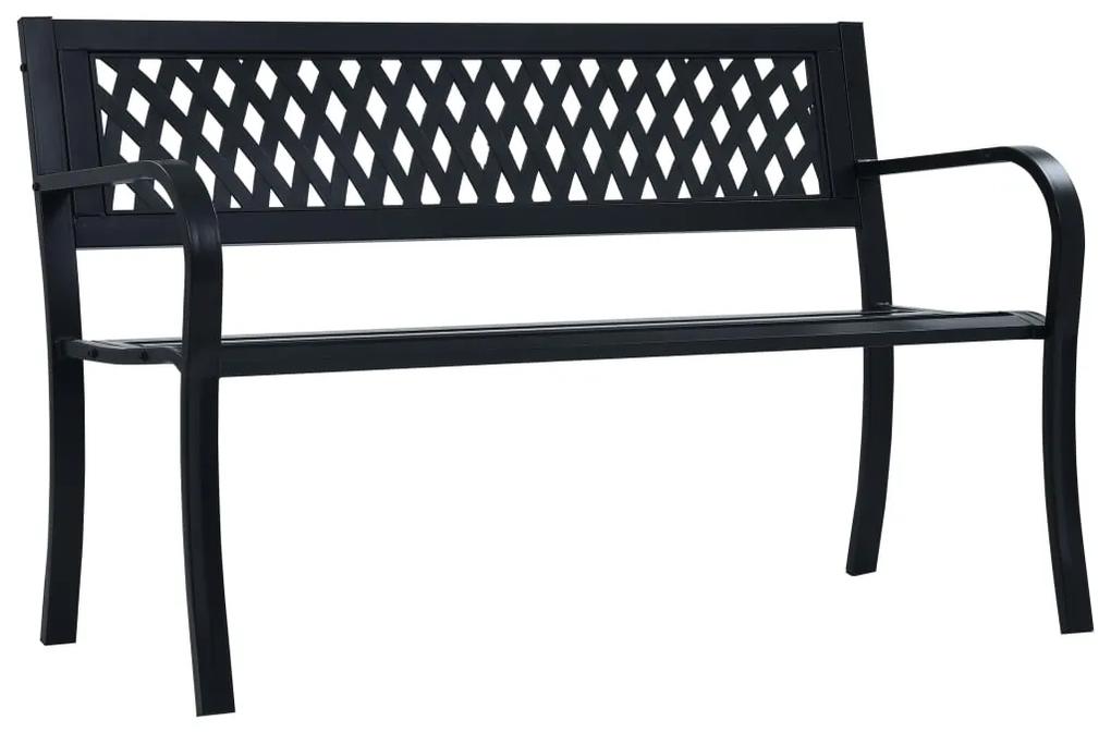 Záhradná lavička 125 cm, čierna, oceľ