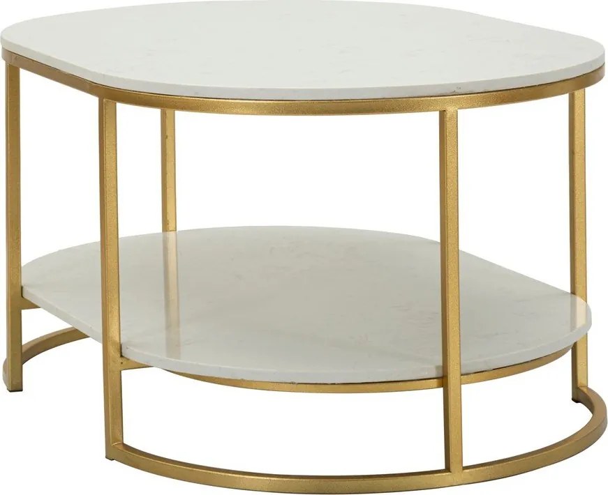 Biely/v zlatej farbe konferenčný stolík s mramorovou doskou 60x90 cm Izmir – Mauro Ferretti
