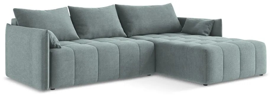 Modrá rozkladacia/s úložným priestorom rohová pohovka (pravý roh/s leňoškou) Moku – Makamii